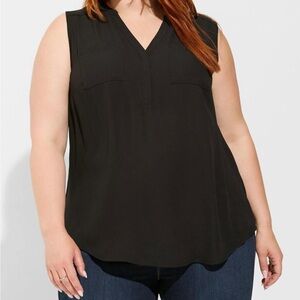 Torrid Black Harper Georgette Sleeveless V-Neck Blouse